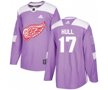 Adidas Red Wings #17 Brett Hull Purple Authentic Fights Cancer Stitched NHL Jersey