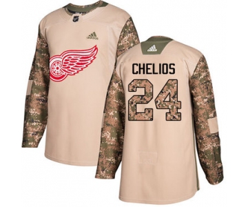 Adidas Red Wings #24 Chris Chelios Camo Authentic 2017 Veterans Day Stitched NHL Jersey