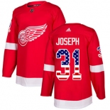 Adidas Red Wings #31 Curtis Joseph Red Home Authentic USA Flag Stitched NHL Jersey