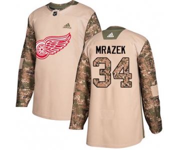 Adidas Red Wings #34 Petr Mrazek Camo Authentic 2017 Veterans Day Stitched NHL Jersey