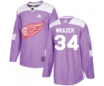 Adidas Red Wings #34 Petr Mrazek Purple Authentic Fights Cancer Stitched NHL Jersey