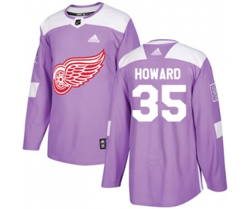 Adidas Red Wings #35 Jimmy Howard Purple Authentic Fights Cancer Stitched NHL Jersey