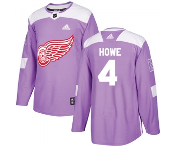 Adidas Red Wings #4 Gordie Howe Purple Authentic Fights Cancer Stitched NHL Jersey