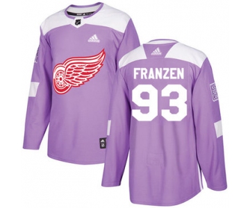 Adidas Red Wings #93 Johan Franzen Purple Authentic Fights Cancer Stitched NHL Jersey