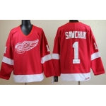Detroit Red Wings #1 Terry Sawchuk Red Throwback CCM Jersey