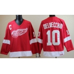 Detroit Red Wings #10 Alex Delvecchio Red Throwback CCM Jersey