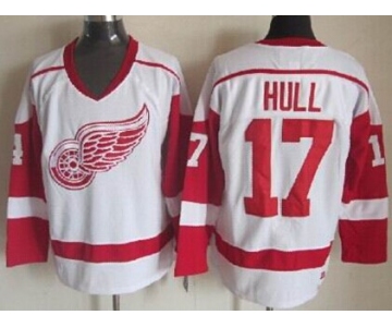 Detroit Red Wings #17 Brett Hull White Throwback CCM Jersey