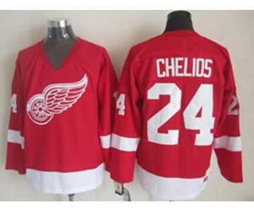 Detroit Red Wings #24 Chris Chelios Red Throwback CCM Jersey