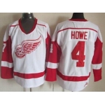 Detroit Red Wings #4 Syd Howe White Throwback CCM Jersey