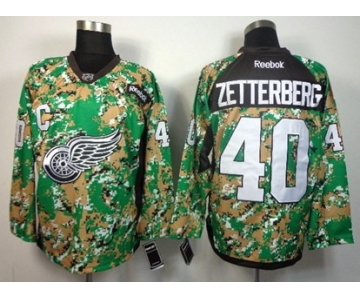 Detroit Red Wings #40 Henrik Zetterberg 2014 Camo Jersey