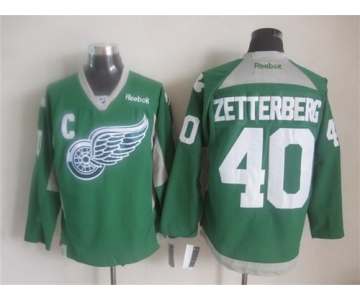 Detroit Red Wings #40 Henrik Zetterberg 2014 Training Green Jersey