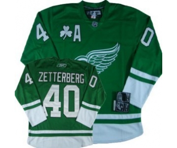 Detroit Red Wings #40 Henrik Zetterberg St. Patrick's Day Green Jersey