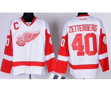 Detroit Red Wings #40 Henrik Zetterberg White Jersey