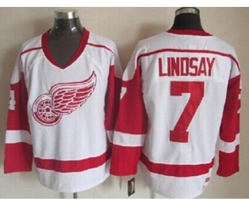 Detroit Red Wings #7 Ted Lindsay White Throwback CCM Jersey