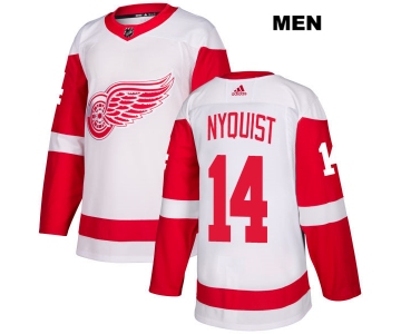 Mens Adidas Detroit Red Wings #14 Gustav Nyquist White Away Authentic NHL Jersey