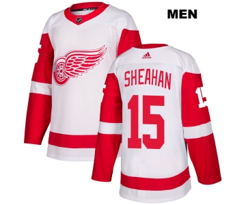 Mens Adidas Detroit Red Wings #15 Riley Sheahan White Away Authentic NHL Jersey