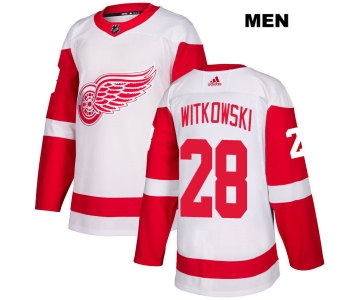 Mens Adidas Detroit Red Wings #28 Luke Witkowski White Away Authentic NHL Jersey