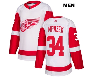 Mens Adidas Detroit Red Wings #34 Petr Mrazek White Away Authentic NHL Jersey