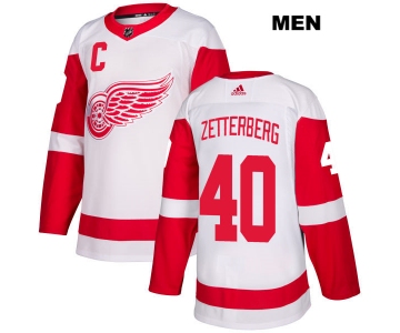 Mens Adidas Detroit Red Wings #40 Henrik Zetterberg White Away Authentic NHL Jersey