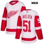 Mens Adidas Detroit Red Wings #51 Frans Nielse White Away Authentic NHL Jersey