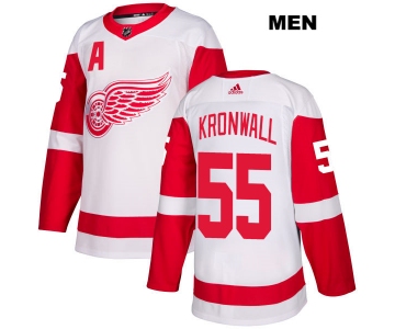 Mens Adidas Detroit Red Wings #55 Niklas Kronwall White Away Authentic NHL Jersey