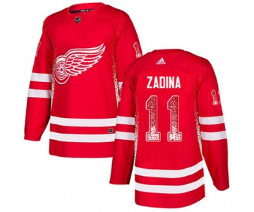 Men's Detroit Red Wings #11 Filip Zadina Authentic Adidas Drift Fashion Red Jersey