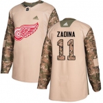 Men's Detroit Red Wings #11 Filip Zadina Authentic Adidas Veterans Day Practice Camo Jersey