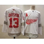 Men's Detroit Red Wings #13 Pavel Datsyuk White Adidas 2020-21 Alternate Authentic Player NHL Jersey