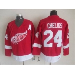 Men's Detroit Red Wings #24 Chris Chelios Red CCM Vintage Throwback Jersey