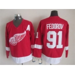 Men's Detroit Red Wings #91 Sergei Fedorov Red CCM Vintage Throwback Jersey