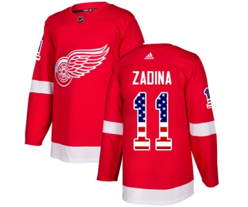 Men's NHL Detroit Red #11 Filip Zadina Authentic Adidas USA Flag Fashion Red Jersey