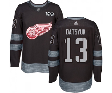 Red Wings #13 Pavel Datsyuk Black 1917-2017 100th Anniversary Stitched NHL Jersey