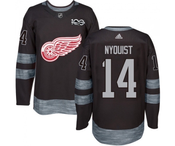 Red Wings #14 Gustav Nyquist Black 1917-2017 100th Anniversary Stitched NHL Jersey
