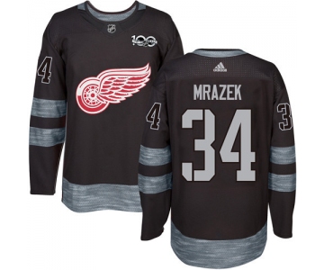 Red Wings #34 Petr Mrazek Black 1917-2017 100th Anniversary Stitched NHL Jersey