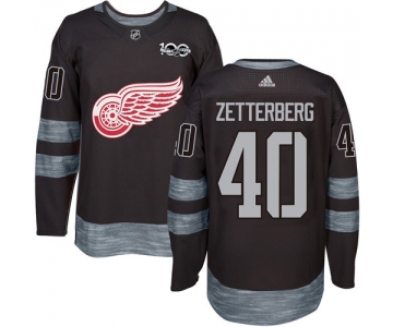 Red Wings #40 Henrik Zetterberg Black 1917-2017 100th Anniversary Stitched NHL Jersey