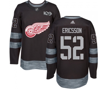 Red Wings #52 Jonathan Ericsson Black 1917-2017 100th Anniversary Stitched NHL Jersey