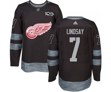 Red Wings #7 Ted Lindsay Black 1917-2017 100th Anniversary Stitched NHL Jersey