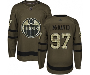 Adidas Edmonton Oilers #97 Connor McDavid Green Salute to Service Stitched Youth NHL Jersey