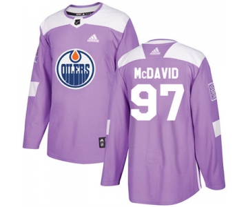 Adidas Edmonton Oilers #97 Connor McDavid Purple Authentic Fights Cancer Stitched Youth NHL Jersey