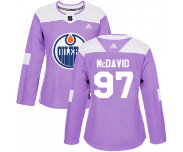 Adidas Edmonton Oilers #97 Connor McDavid Purple Authentic Fights Cancer Women's Stitched NHL Jersey