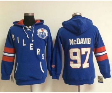 Edmonton Oilers #97 Connor McDavid Light Blue Women's Old Time Heidi NHL Hoodie