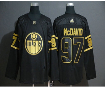 Men's Edmonton Oilers #97 Connor McDavid Black Golden Adidas Stitched NHL Jersey