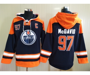 Men's Edmonton Oilers #97 Connor McDavid NEW Navy Blue Stitched Hockey Hoodie