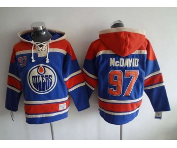 Men's Edmonton Oilers #97 Connor McDavid Old Time Hockey Royal Blue Hoodie