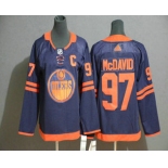 Youth Edmonton Oilers #97 Connor McDavid Navy Blue 50th Anniversary Adidas Stitched NHL Jersey