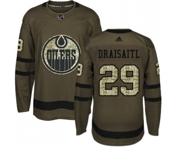 Adidas Edmonton Oilers #29 Leon Draisaitl Green Salute to Service Stitched Youth NHL Jersey