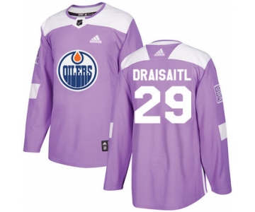 Adidas Edmonton Oilers #29 Leon Draisaitl Purple Authentic Fights Cancer Stitched NHL Jersey