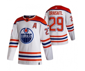 Edmonton Oilers #29 Leon Draisaitl White Men's Adidas 2020-21 Reverse Retro Alternate NHL Jersey