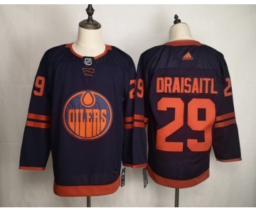Men's Edmonton Oilers 29 Leon Draisaitl Navy 50th anniversary Adidas Jersey
