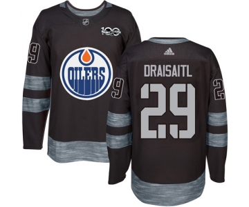 Oilers #29 Leon Draisaitl Black 1917-2017 100th Anniversary Stitched NHL Jersey